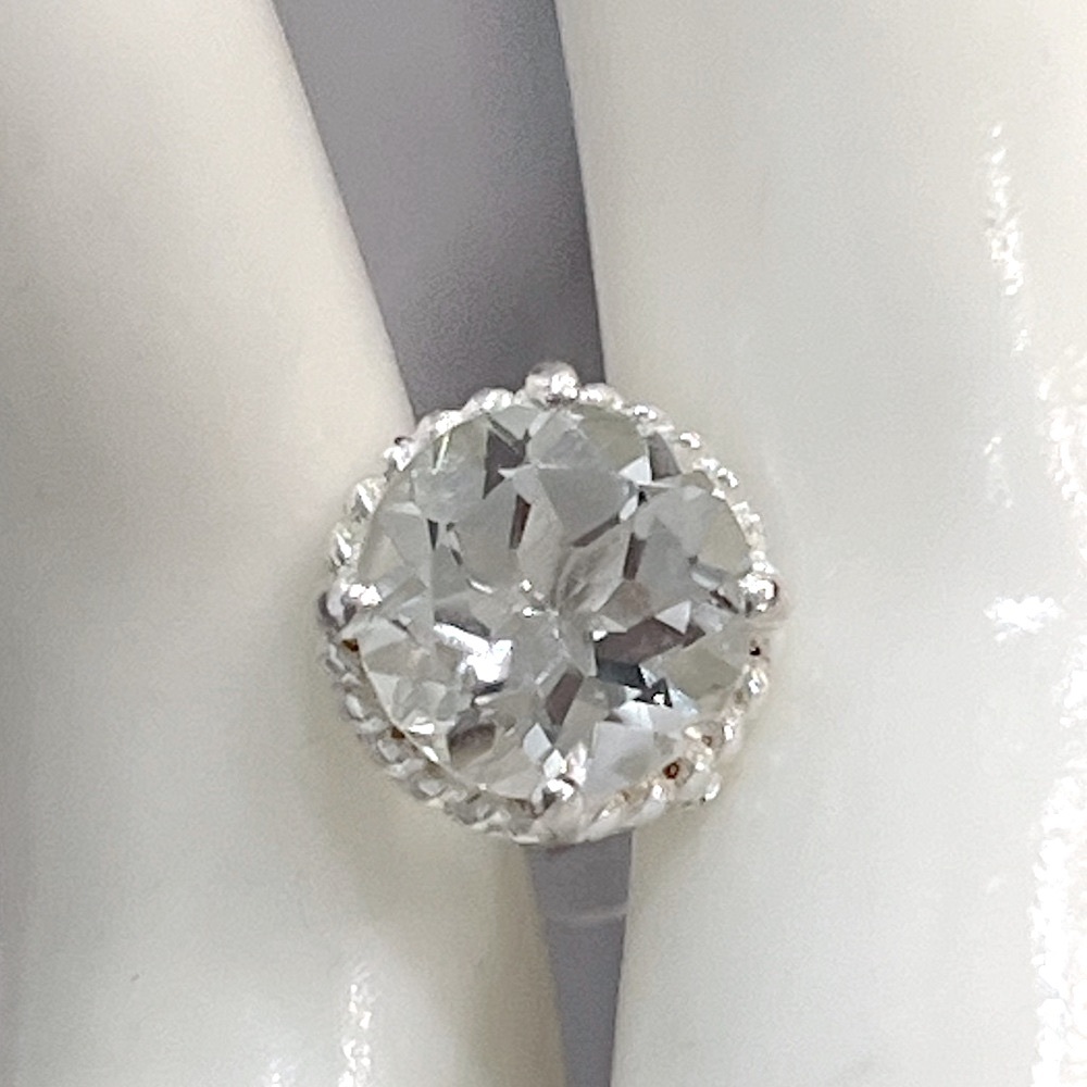 White Topaz Sterling Silver Halo Stud Earrings - Picture 8 of 10